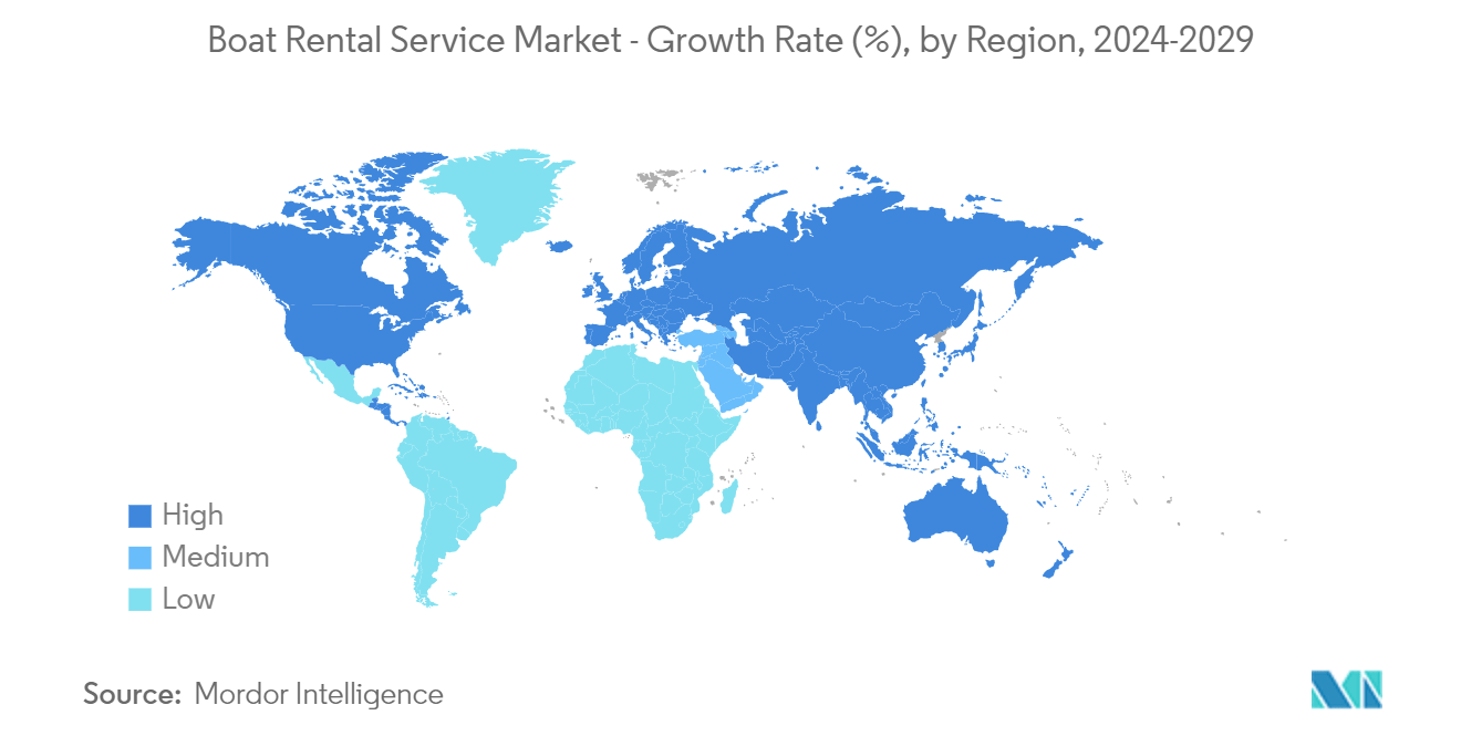 Boat Rental Market Trends Boat Rental Service Market - Growth Rate (%), by Region, 2024-2029