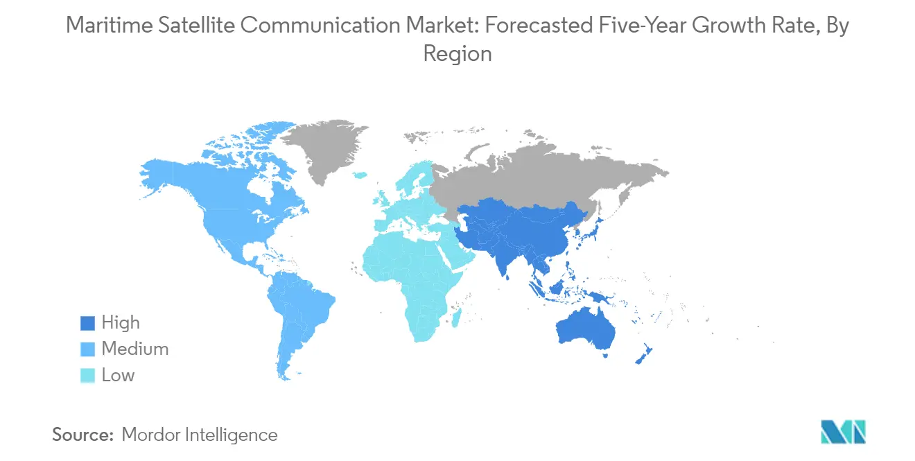 Market Analysis of Maritime Satellite Communication Market: Forecasted Growth Rate by Region
