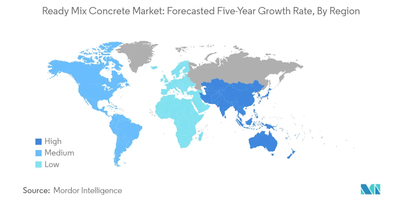 Market Analysis of Ready Mix Concrete Market: Forecasted Growth Rate by Region