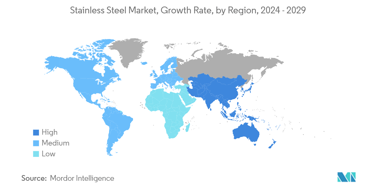 Stainless Steel Market, Growth Rate, by Region, 2024 - 2029
